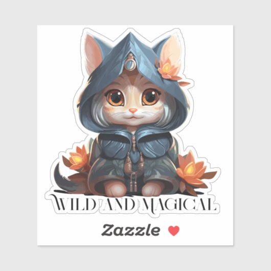 Elemental Sorceress Cat - "Wild en Magisch" Sticker (Vel)