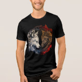 Elemental Wolves – Fire & Ice Spirit Art Tri-Blend Shirt (Voorkant)