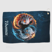 Elementale harmonie, yin en yang van de natuur. golfhanddoek (Horizontaal)