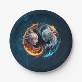 Elementale harmonie, yin en yang van de natuur. papieren bordje