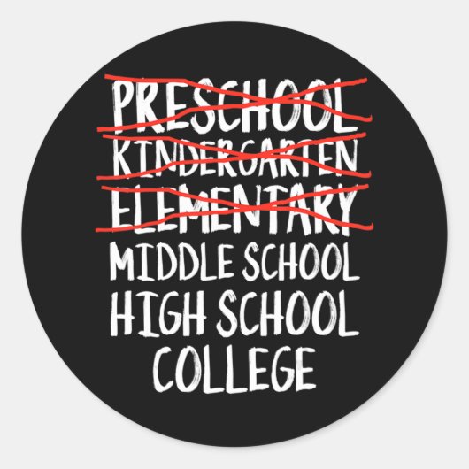 Elementary Graduation Gift Middle Schback to s Ronde Sticker (Voorkant)