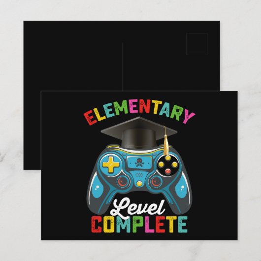 Elementary Level, een complete gamer voor Afstuder Briefkaart (Voorkant / Achterkant)