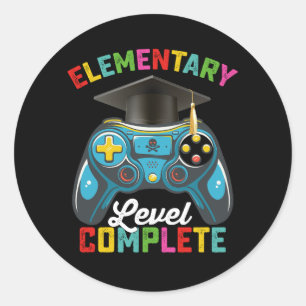 Elementary Level, een complete gamer voor Afstuder Ronde Sticker