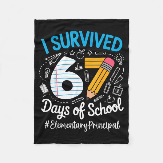 Elementary Principal Survived 67 Days Of School Hu Fleece Deken (Voorkant)