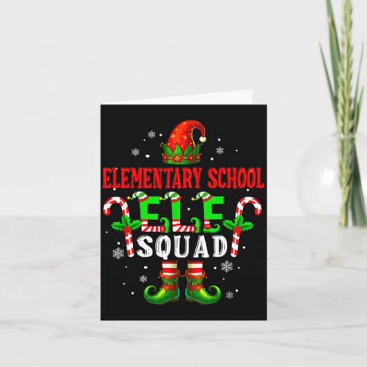 Elementary School Elf Squad Xmas Elf Hat Scute Ss  Kaart (Voorkant)