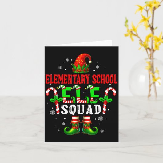 Elementary School Elf Squad Xmas Elf Hat Scute Ss Kaart (Gele Bloem)
