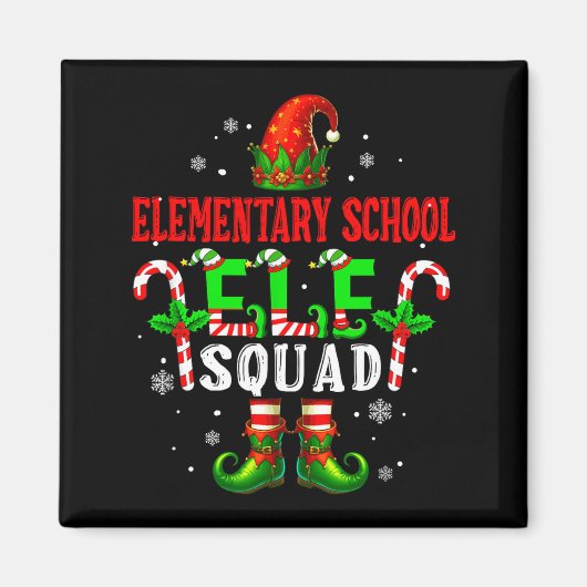 Elementary School Elf Squad Xmas Elf Hat Scute Ss  Magneet (Voorkant)