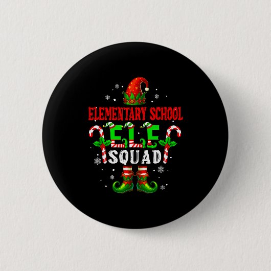 Elementary School Elf Squad Xmas Elf Hat Scute Ss  Ronde Button 5,7 Cm (Voorkant)
