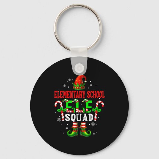 Elementary School Elf Squad Xmas Elf Hat Scute Ss Sleutelhanger (Voorkant)