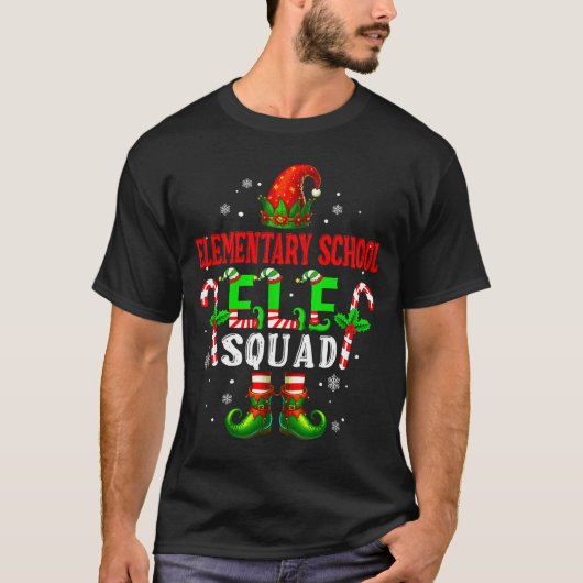 Elementary School Elf Squad Xmas Elf Hat Scute Ss  T-shirt (Voorkant)