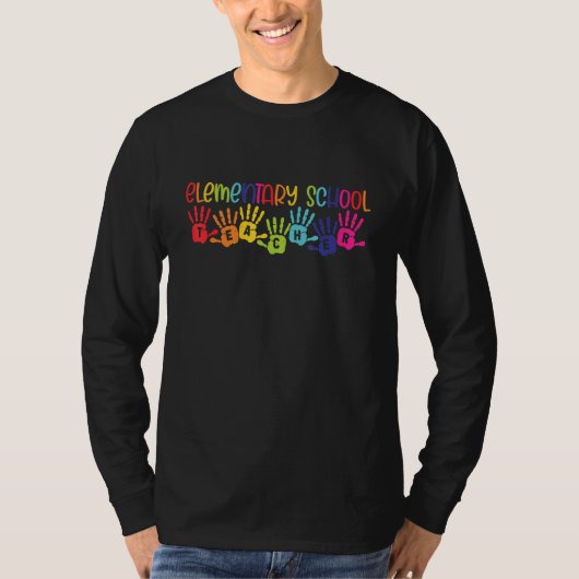 Elementary School leraren Rainbow Happy First Day T-shirt (Voorkant)