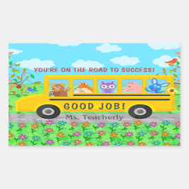 Elementary School Schattigee Bus Road naar Success Rechthoekige Sticker