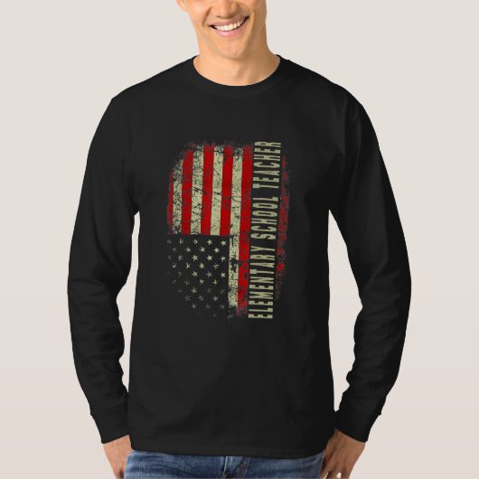 Elementary School Teacher Day 4th Of July US Flag  T-shirt (Voorkant)