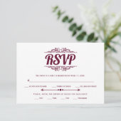  elementen bordeaux typografie RSVP-kaart RSVP Kaartje (Staand voorkant)
