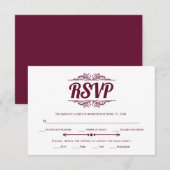  elementen bordeaux typografie RSVP-kaart RSVP Kaartje (Voorkant / Achterkant)