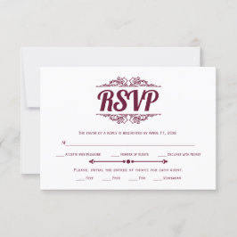 elementen bordeaux typografie RSVP-kaart RSVP Kaartje