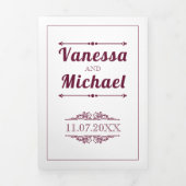 elementen, Bourgondische typografie bruiloft Drieluik Uitnodiging (Cover)