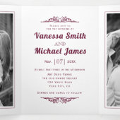 elementen, Bourgondische typografie bruiloft Drieluik Uitnodiging (Binnenkant midden)