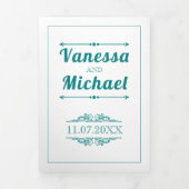  elementen en blauwgroen typografie bruiloft drieluik uitnodiging (Cover)