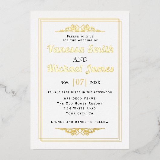  elementen en trouwgoud voor typografie folie uitnodiging (Voorkant)