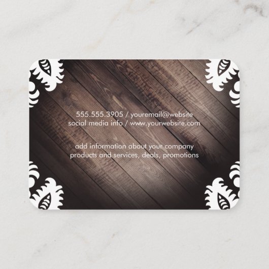  elementen / rustiek hout visitekaartje (Achterkant)