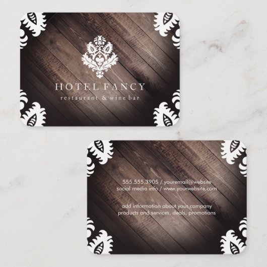  elementen / rustiek hout visitekaartje (Voorkant / Achterkant)