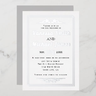 elementen, typografie bruiloft zilverfolie folie uitnodiging