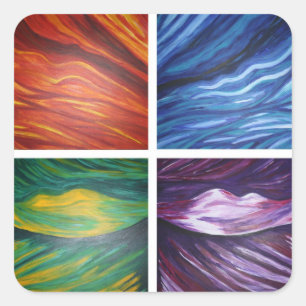 Elementen van acyllisch abstract schilderij vierkante sticker
