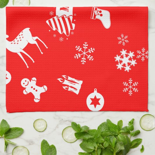 Elementen van de kerstkeukenhanddoek theedoek (Gevouwen)