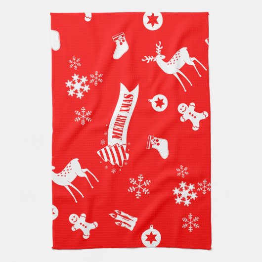 Elementen van de kerstkeukenhanddoek theedoek (Verticaal)