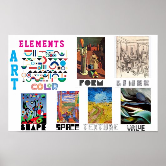 Elementen van Kunst - Beroemde Schilderijen Poster (Voorkant)