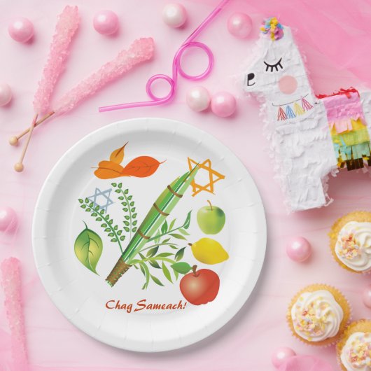Elementen van Sukkot Papieren Bordje (Feest)