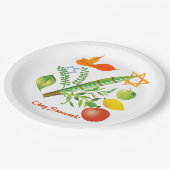 Elementen van Sukkot Papieren Bordje (Gekanteld)