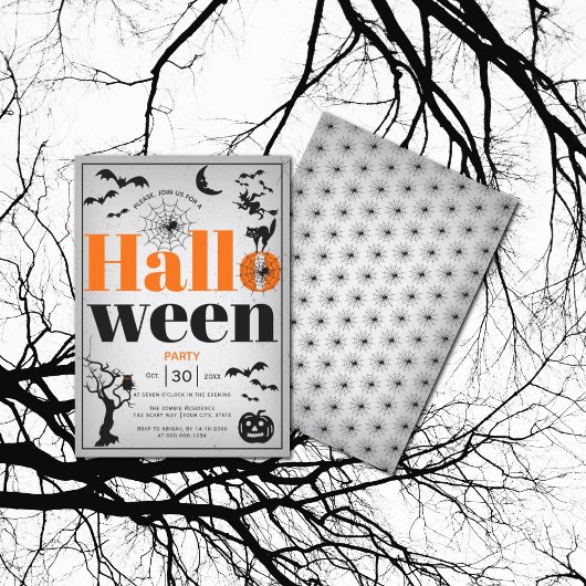  elementen volwassen Halloween grijze partij Kaart