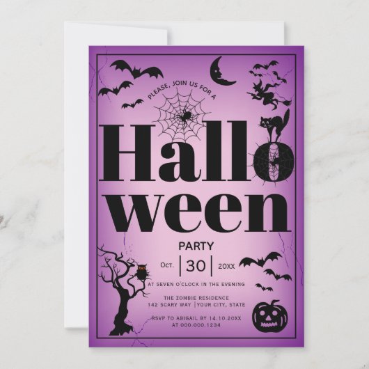  elementen volwassen Halloween partij paarse Kaart (Voorkant)