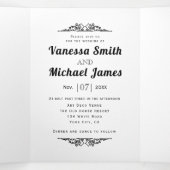  elementen, zwarte, witte troupografie bruiloft drieluik uitnodiging (Binnenkant midden)