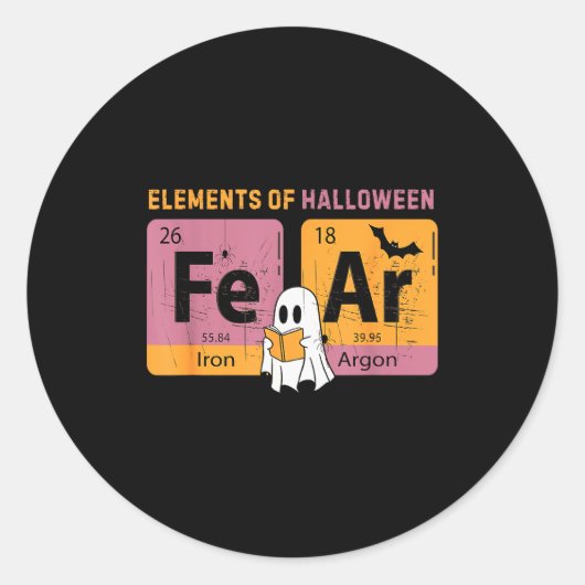Elements Of Halloween Fear Periodically Halloween Ronde Sticker (Voorkant)