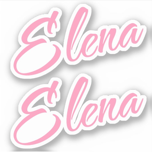 Elena Decoratieve Naam in Roze x2 Sticker (Voorkant)