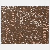 Elena gepersonaliseerde naam muzieknoten bruin fleece deken (Voorkant (Horizontaal))