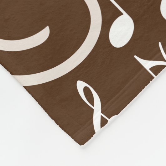 Elena gepersonaliseerde naam muzieknoten bruin fleece deken (Hoek)