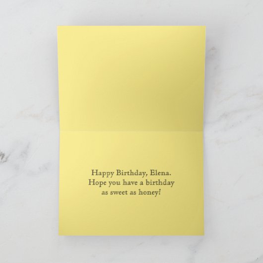 Elena Happy Birthday Yellow Rose With Honeybees Kaart (Binnen)