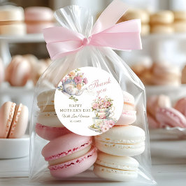 Elengant Floral Vintage Tea Mother's Day Thank you Ronde Sticker