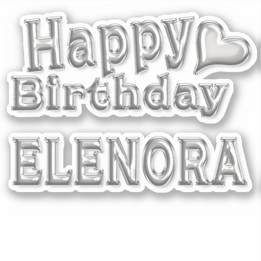 Elenora Happy Birthday silver Aufkleber Sticker (Voorkant)