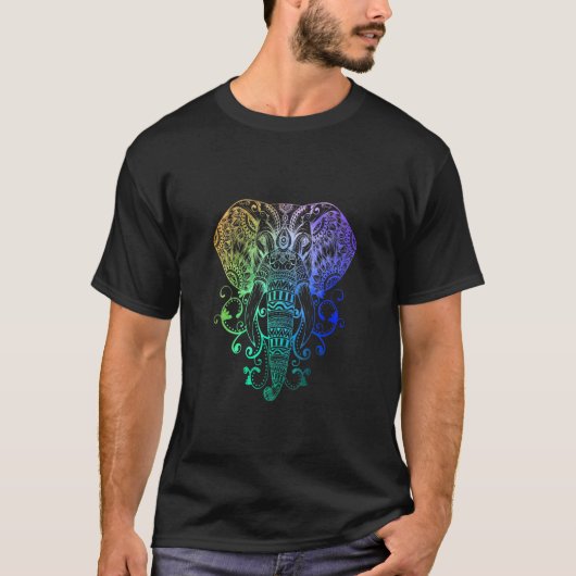 Elephan Hindu Tribal Waterverf Grafische Mannen Wo T-shirt (Voorkant)