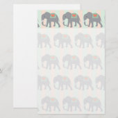Elephans Coral Peach Mint Green Striped Briefpapier (Voorkant / Achterkant)