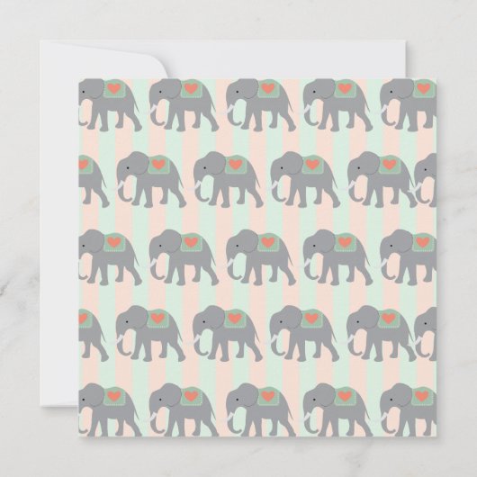  Elephans Coral Peach Mint Green Striped Kaart (Achterkant)