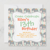  Elephans Coral Peach Mint Green Striped Kaart (Voorkant)