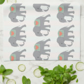 Elephans Coral Peach Mint Green Striped Theedoek (Gevouwen)