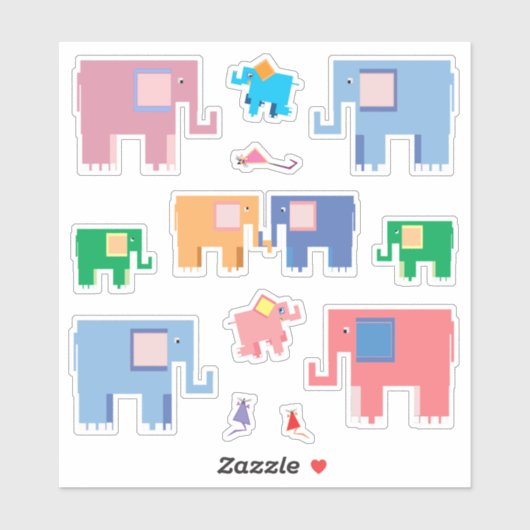 Elephans en muizen schattige dierkunst sticker (Vel)