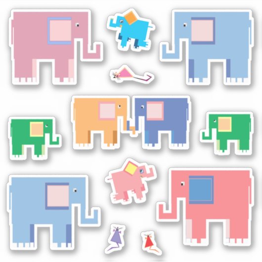 Elephans en muizen schattige dierkunst sticker (Voorkant)